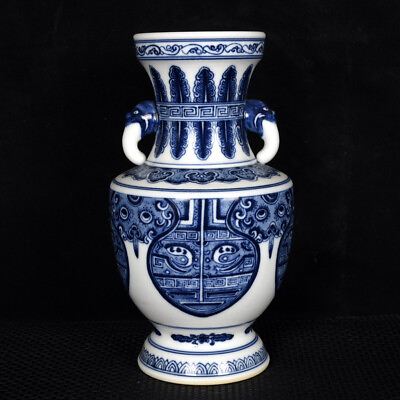 #ad Chinese Blueamp;white Porcelain HandPaintde Exquisite Vase 14723 $539.99
