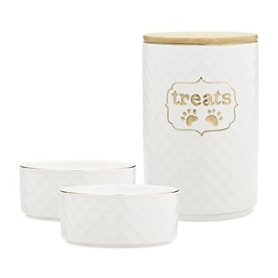 #ad Treat Jar Set for Pets Dog and Cat Container for Treats Plus 2 Food Bowls ... $40.82