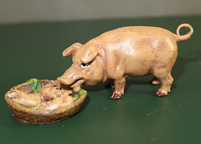 #ad Fritz Bermann Austrian Vienna Bronze Mama Pig with Her Piglets Sculpture Figure $121.06