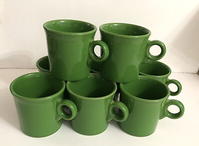 #ad Lot 8 Fiesta Ware Shamrock Green Coffee Cups Mugs USA Made Fiestaware HLC $48.00