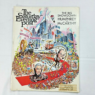 #ad 1968 The Saturday Evening Post August 24 The Big Show Humphrey vs McCarthy $11.95