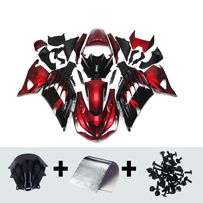 #ad Black Red Fairings Kit for Kawasaki 2012 2021 ZX14R Ninja 14 15 Body Kit $399.95