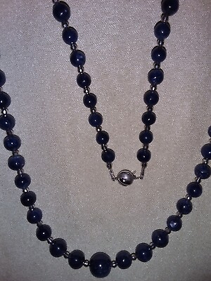 #ad 14K White Gold and Sapphire Bead Necklace with Appraisal Wedding Formal Dress $1600.00