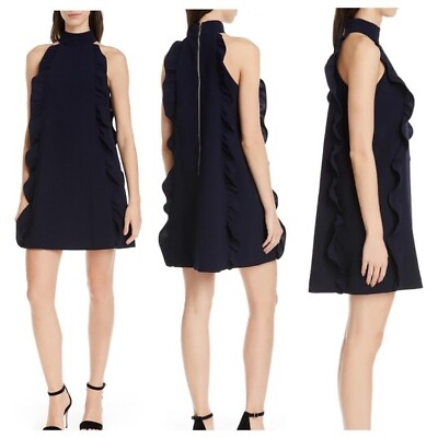 #ad Ted Baker Navy Blue Ruffle quot;Torriyaquot; Tunic Dress Size 1 XS NWT $87.00