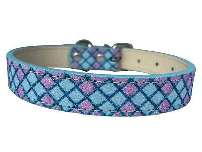 #ad Dog Collar Argyle Bling Sparkle Bling Glitter Blue Adjustable XS S M L $8.99