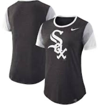#ad Nike White Sox Heathered Black T Shirt Short Sleeve Stripes Women’s Tri Blend XL $15.00