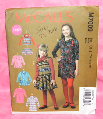 #ad Uncut McCalls Girls Sz 7 14 Easy Collared Dresses Tops amp; Skirt Pattern 7009 $12.95