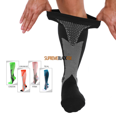 #ad 4 Pairs Compression Support Medical Socks 20 30mmHg Knee High Unisex S XXL $10.99