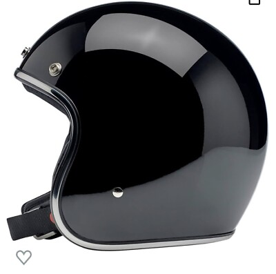 #ad Biltwell Bonanza Open Face Motorcycle Helmet DOT Approved Gloss Black Large $110.00