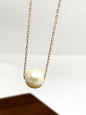 #ad 14K Yellow Gold Pearl Pendant White 9mm Round Women#x27;s Necklace 18#x27;#x27; Chain $199.73