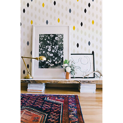 #ad Simple drop polka dot grey and yellow shape Non woven wallpaper Easy on $175.95