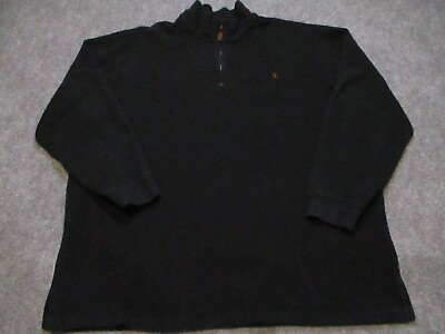 #ad Polo Ralph Lauren Sweater Men#x27;s XXXL Tall Black Mock Neck Zip Pullover $39.99