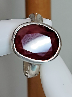 #ad Natural Red Ruby Glass filled Gemstone Sterling Silver Ring Sz. 9.5 Hand Made $35.10