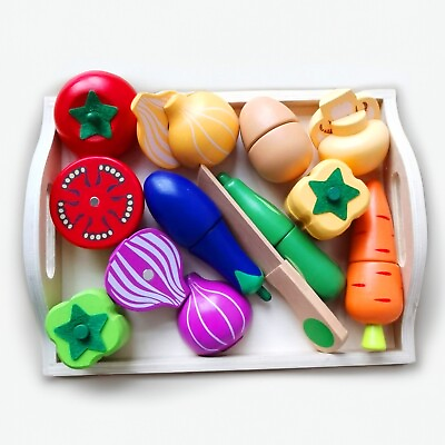 #ad Wooden Pretend Play Food Toys for Kids Play Kitchen Cutting Fruits amp; Vegetables $19.60