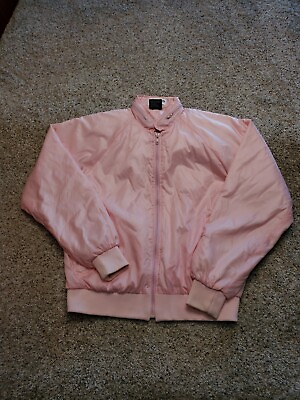 #ad Vintage La Mode Bomber Jacket Large Womens Pink Nylon Full Zip 3M Thinsulate USA $25.00