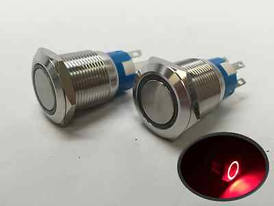 #ad 2 of Marine Boat SS304 Red LED 12V 5A Flush Light ON OFF Push Switch Ring Button $14.99