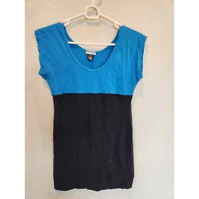 #ad Vintage Y2K Max Rave Womens Sz M Tunic Dress Black and Blue $14.49