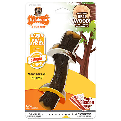 #ad Nylabone Strong Chew Real Wood Stick Dog Chew Toy Maple Bacon up to 35lb dogs $7.81