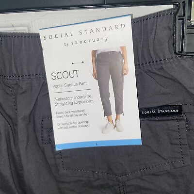 #ad NWT Washed Black SOCIAL STANDARD BY SANCTUARY Scout POPLIN Surplus PANTS LARGE $14.99