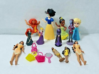 #ad Lot Of 12 Disney Princess Figures Cake Toppers w Acessories 16pcs Ships FREE $13.00