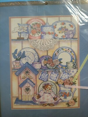 #ad Candamar Designs China Bear Cabinet Picture Cross Stitch Kit #50817 Stamped Blue $15.99