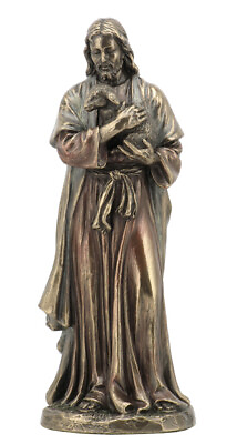 #ad Cold Cast Bronze Jesus Holding A Lamb Figurine Statue Home Decor $29.25
