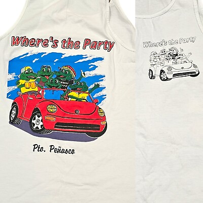 #ad VTG 90s Penasco Mexico Vacation Party Tank Funny Alligator Graphic Beer Drinking $39.99