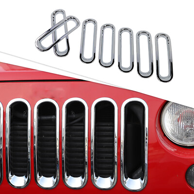 #ad Chrome Front Grill Mesh Grille Insert Kit Ring for Jeep Wrangler JK Unlimited 7X $39.99