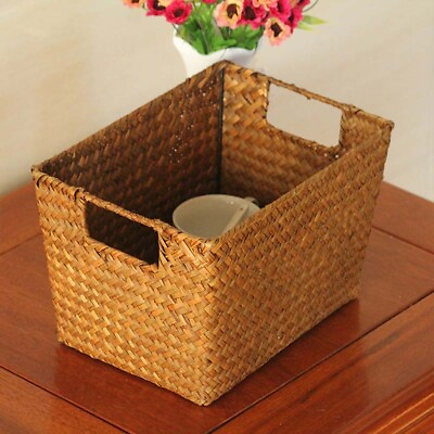 Large Woven Seagrass Basket Of Straw Wicker For Home Table Small Kitchen Stor AL $13.03