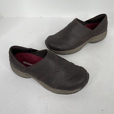 #ad Merrell Womens Espresso Brown Leather Moc Slip On Shoes Size US 5 clogs girls $39.95