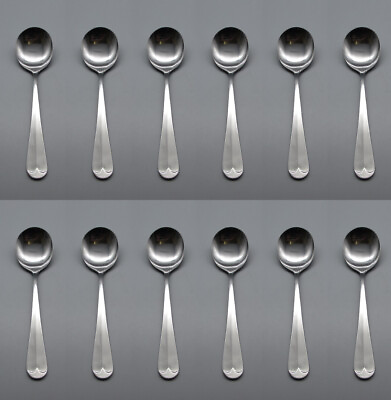 #ad Delco Stainless OLD ENGLISH Bouillon Spoons Set of Twelve NOS Korea $17.99