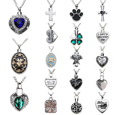 #ad Silver Cremation Jewelry Keepsake Memorial Pendant Urn Necklace Ashes Holder $2.59