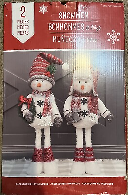 #ad Plush Snowmen 26 inches tall Free Standing Opened Box Christmas New Year Holiday $28.00