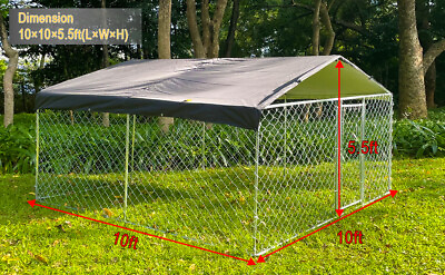 #ad New US UK 10 x 10FT Backyard Pet Dog Kennel Metal Pet House Cage Cage w Cover $263.80
