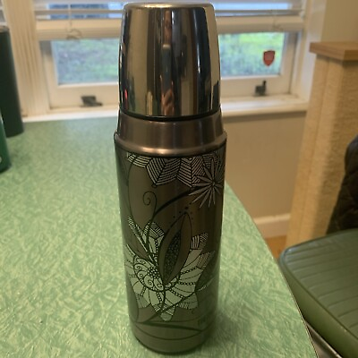 #ad Thermos® Brand Floral Metal Thermos; Beverage Hot or Cold; W Cup $16.00