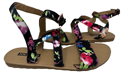 #ad Joe Boxer Women#x27;s Emmie Floral Ankle Wrap Sandals Black Floral Size:6 87L $20.99