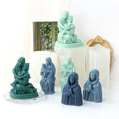 #ad Jesus Virgin Mary 3D Silicone Candle Molds DIY Wax Making Mould Soap Resin Craft $10.78