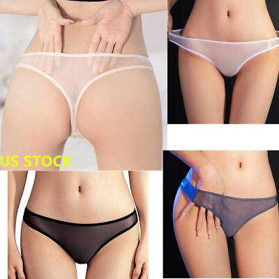 #ad Women#x27;s Sheer Mesh Underwear Low Rise Thongs Sexy Briefs Silk Tight Panties US $8.27