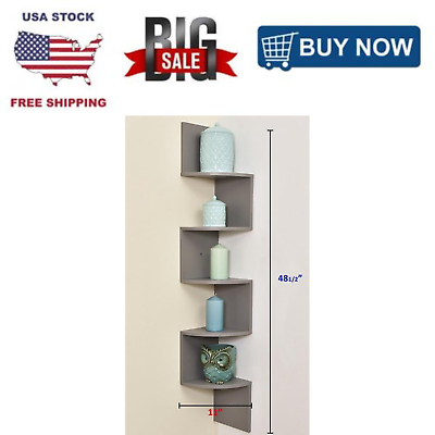 #ad 5 Tier Corner Shelf Wall Mount Zig Zag Storage Rack Shelves Floating Display NEW $21.99