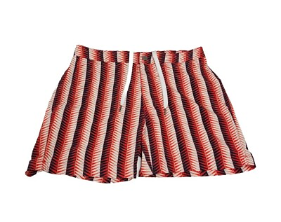 #ad ONIA Men#x27;s Size Medium CALDER 7.5quot; GEO STRIPE LAVA Red Creme Blue Swimsuit $190 $20.83