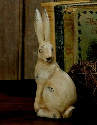 #ad New Primitive RABBIT SITTING 8quot; T Easter BUNNY Spring Farmhouse French Country $9.80