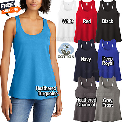 #ad Womens 100% Soft Ringspun Cotton Racerback Tank Top Ladies Sleeveless Tee XS 4XL $7.27