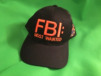 #ad FBI MOST WANTED TELEVISION TV SHOW BLACK TRUCKER CAP BLACK WITH ORANGE LETTERING $20.00
