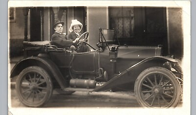 #ad GREAT SHOT ANTIQUE CAR DAYTON OH 1910s real photo postcard 1910s OHIO AUTO RPPC $40.00