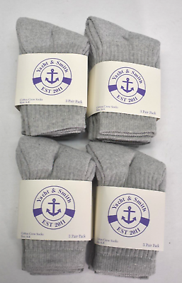 #ad Yacht amp; Smith Adult Cotton Crew Socks Gray Warm Everyday 12 Pair Size 6 8 $13.99