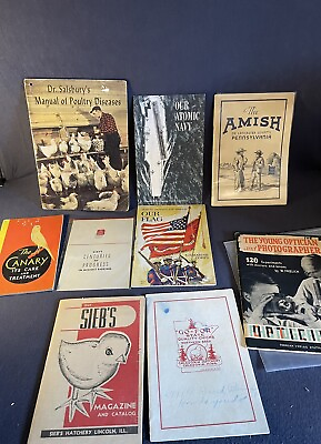 #ad lot of 9 vintage 1930’s 1940’s booklets Canarys PhotographyChickens Amish $29.75