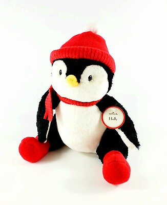 #ad Hallmark Christmas Holly Penguin Plush Stuffed Animal 11quot; Retired Hat Scarf NEW $28.95