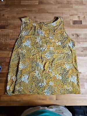 #ad loft blouse yellow flower print sleevless blouse xxl $18.99