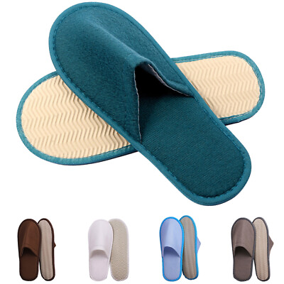 #ad 10 Pairs Disposable Slippers Closed Toe Spa Slippers Non Slip Hotel Travel Guest $16.81