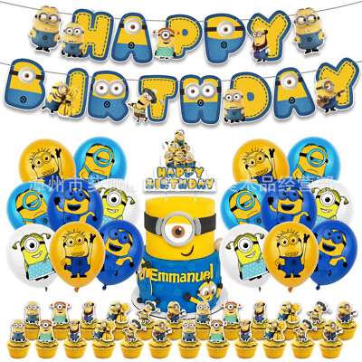 #ad Minions Despicable Me Children#x27;s Birthday Party Supplies Latex Ball Cake Decor $10.39